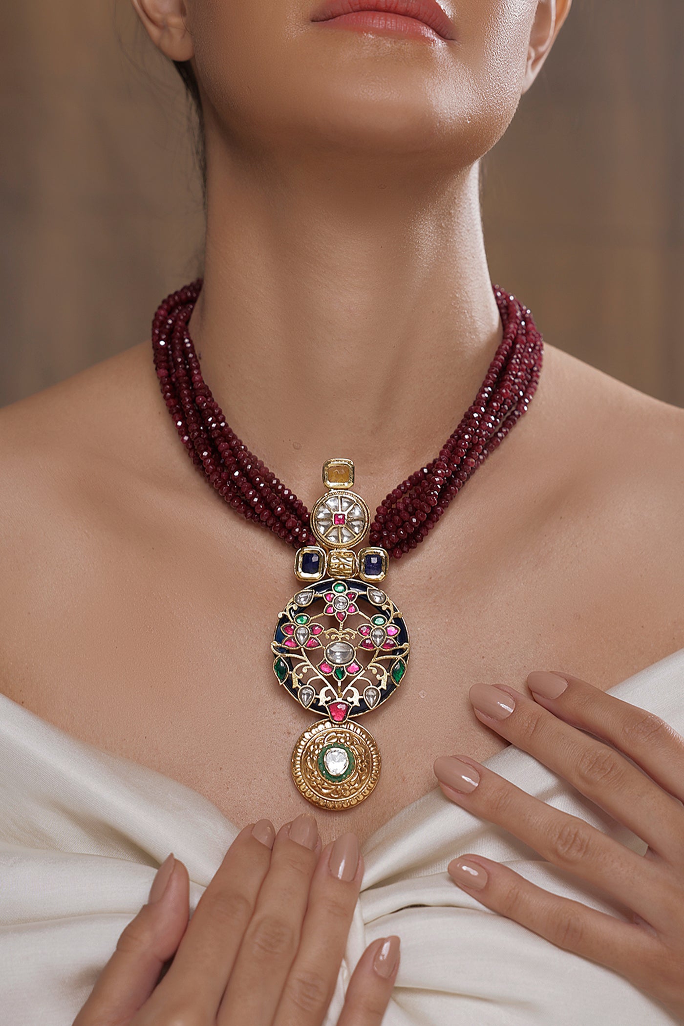 Joules by Radhika Crimson Elegance Fusion Necklace indian designer wear online shopping melange singapore