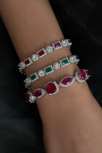 Joules by Radhika Crimson Glow Silver Bracelet indian designer wear online shopping melange singapore