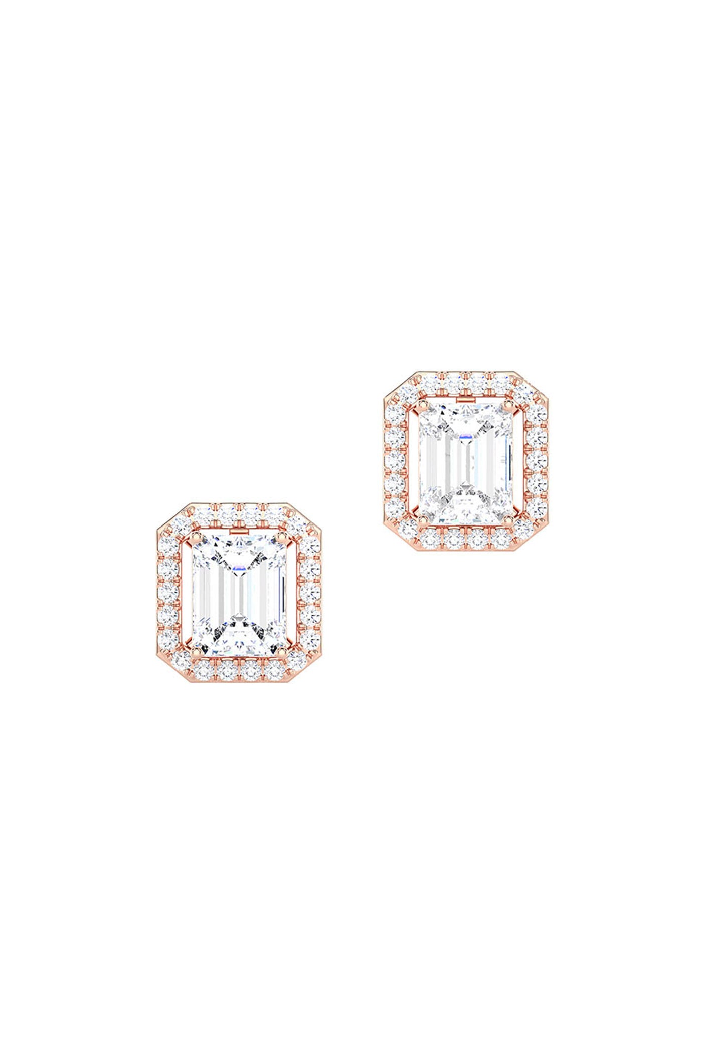 Joules by Radhika Emerald Cut Diamond Rose Studs indian designer wear online shopping melange singapore