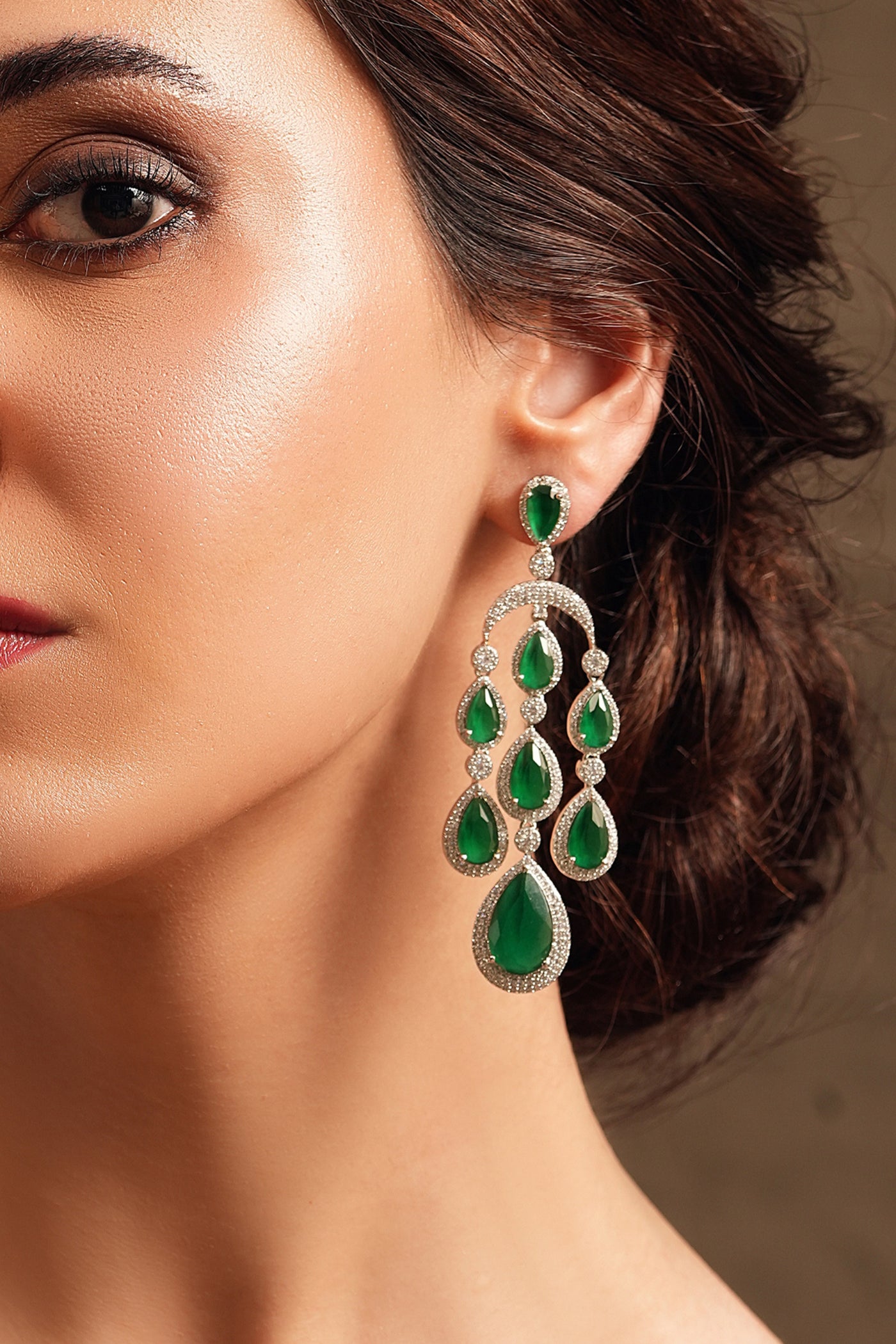 Joules by Radhika Emerald Drop Diamonds Earring indian designer wear online shopping melange singapore