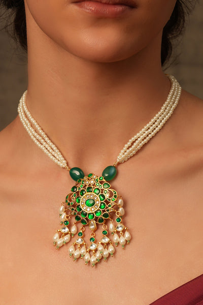 Joules by Radhika Emerald Frost Beaded Necklace indian designer wear online shopping melange singapore