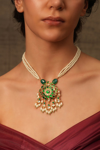 Joules by Radhika Emerald Frost Beaded Necklace indian designer wear online shopping melange singapore