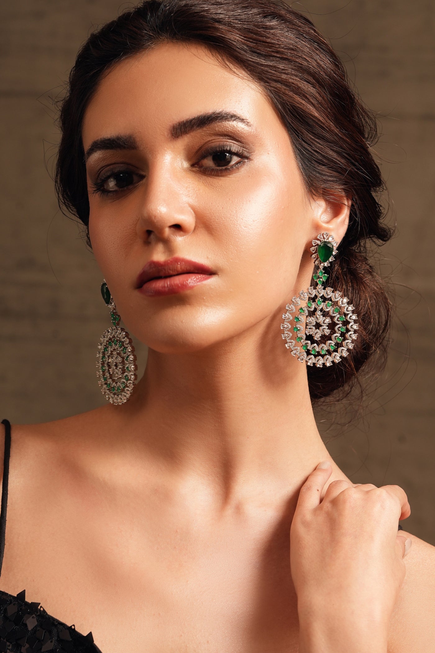 Joules by Radhika Emerald Spin Earrings indian designer wear online shopping melange singapore