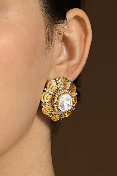 Joules by Radhika Floral Polki Studs indian designer wear online shopping melange singapore
