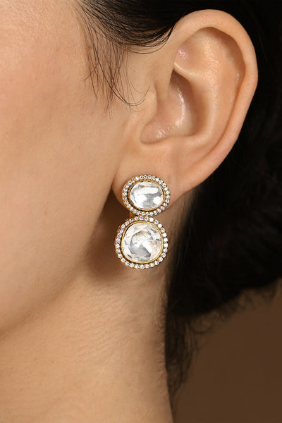 Joules by Radhika Glittering Polki Earrings indian designer wear online shopping melange singapore