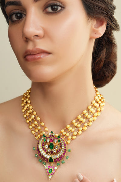 Joules by Radhika Golden Radiance Rajwadi Necklace indian designer wear online shopping melange singapore