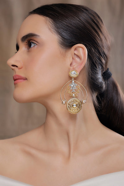 Joules by Radhika Golden Statement Earrings indian designer wear online shopping melange singapore