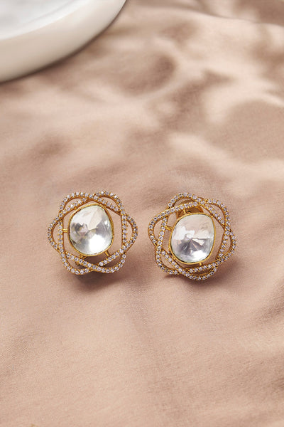 Joules by Radhika Mesmerizing Polki Stud Earrings indian designer wear online shopping melange singapore