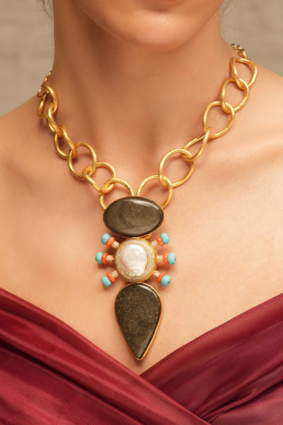 Joules by Radhika Obsidian Grace Bespoke Necklace indian designer wear online shopping melange singapore
