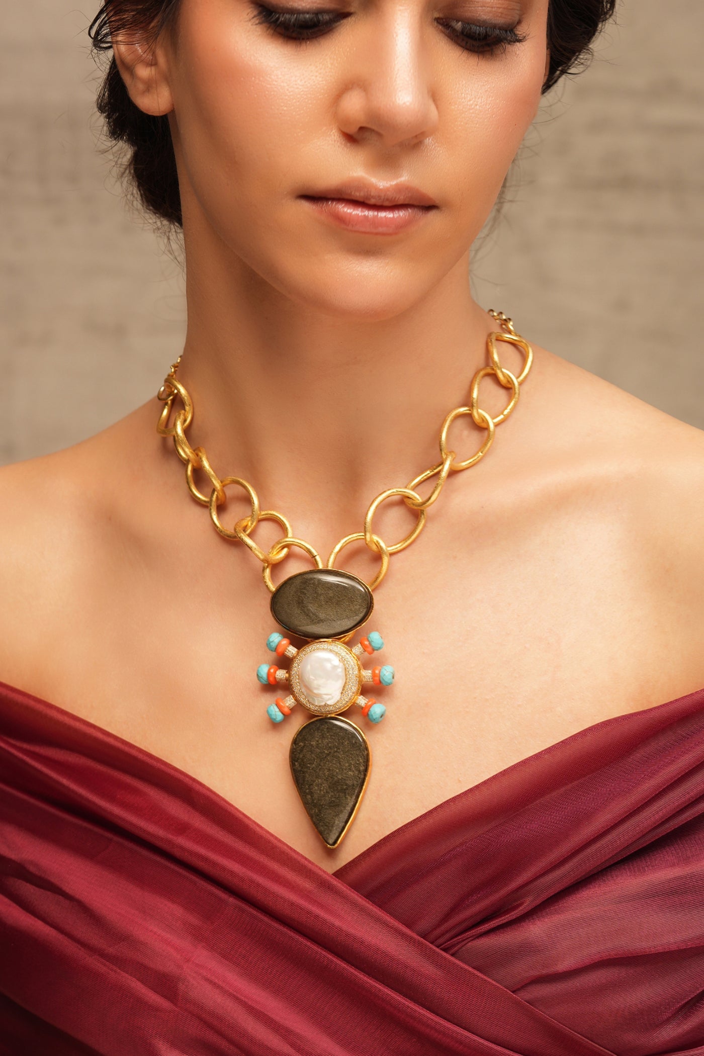 Joules by Radhika Obsidian Grace Bespoke Necklace indian designer wear online shopping melange singapore
