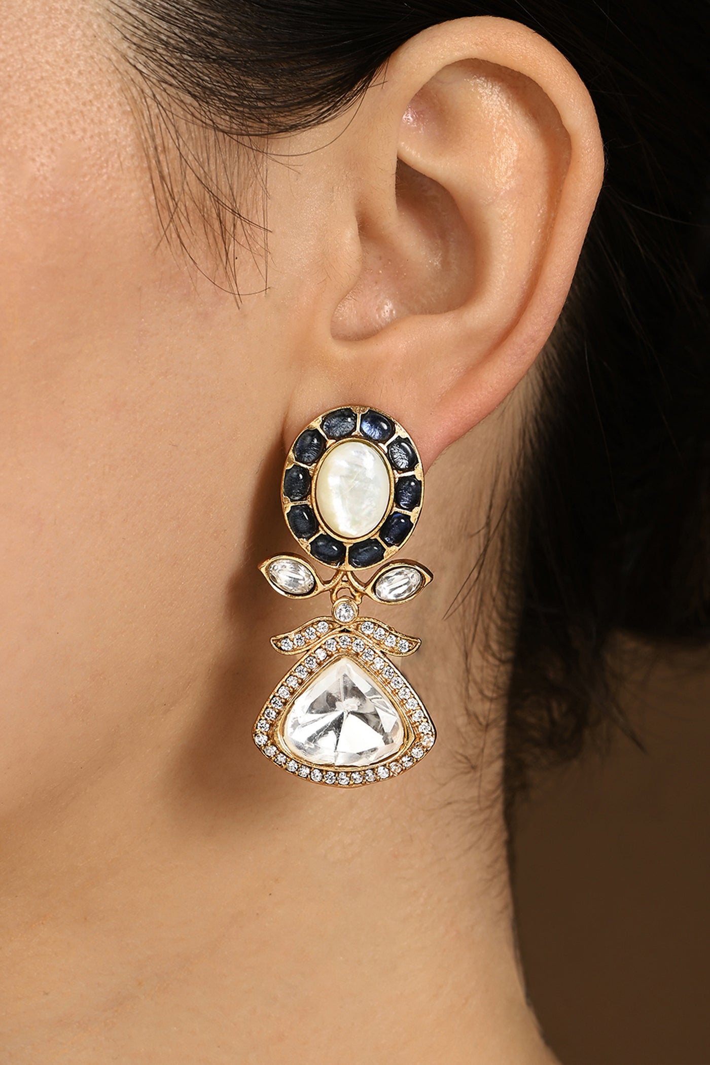 Joules by Radhika Opulent Polki Earrings indian designer wear online shopping melange singapore
