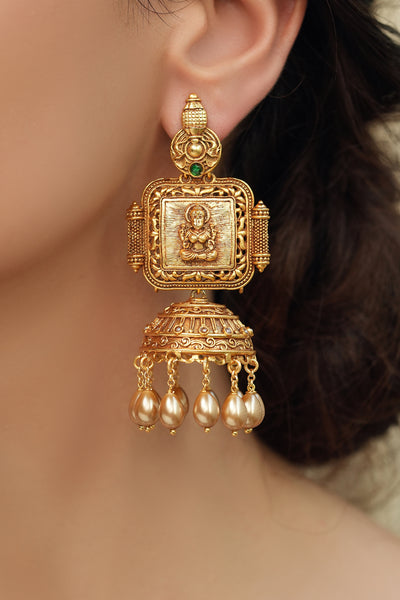 Joules by Radhika Patterned Temple Jhumkas indian designer wear online shopping melange singapore