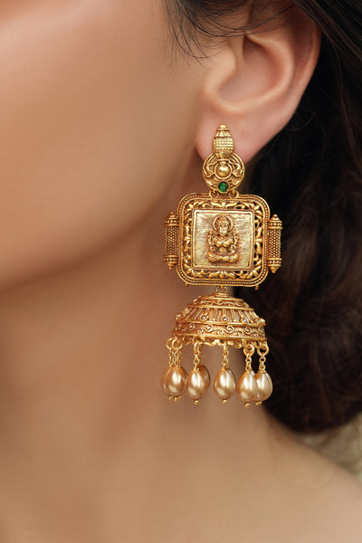 Joules by Radhika Patterned Temple Jhumkas indian designer wear online shopping melange singapore