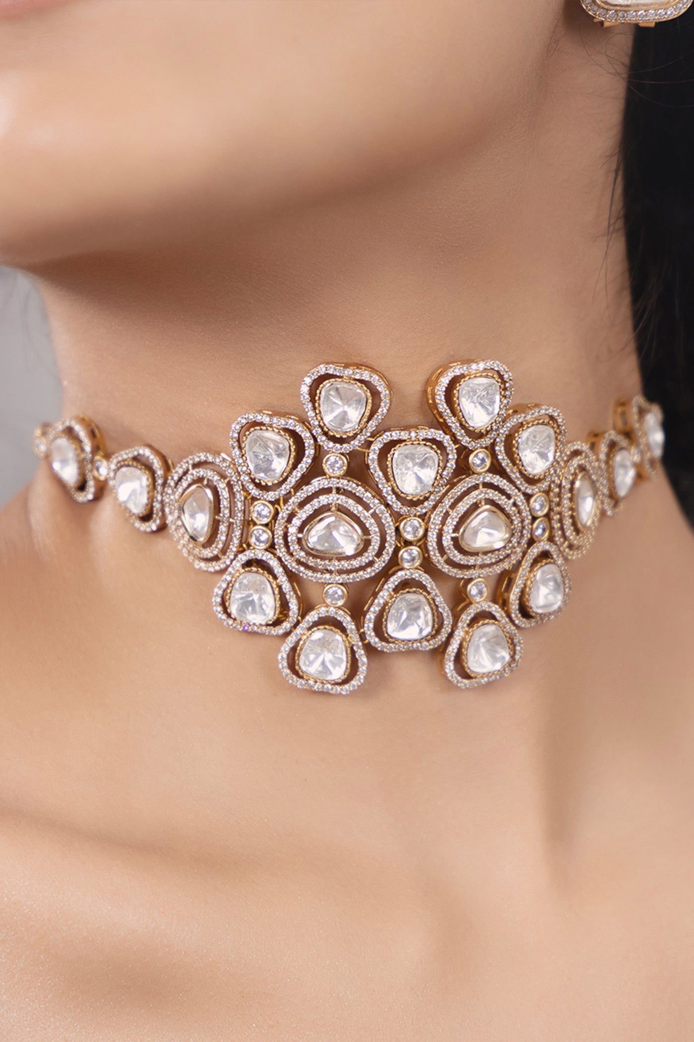 Joules by Radhika Polki Pearl Elegant Choker Gold Necklace indian designer wear online shopping melange singapore