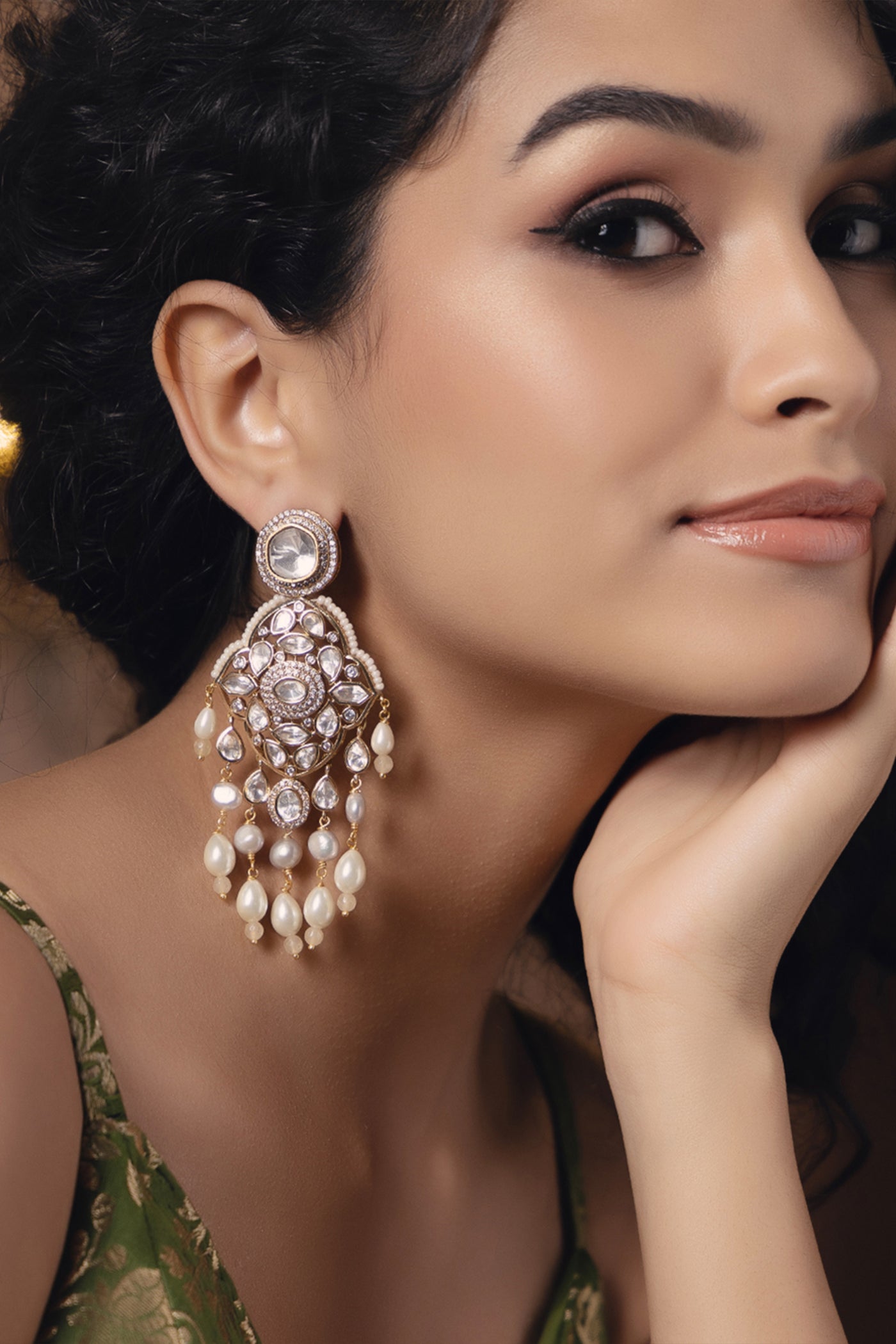 Joules by Radhika Polki Pearl Elegant Earrings indian designer wear online shopping melange singapore