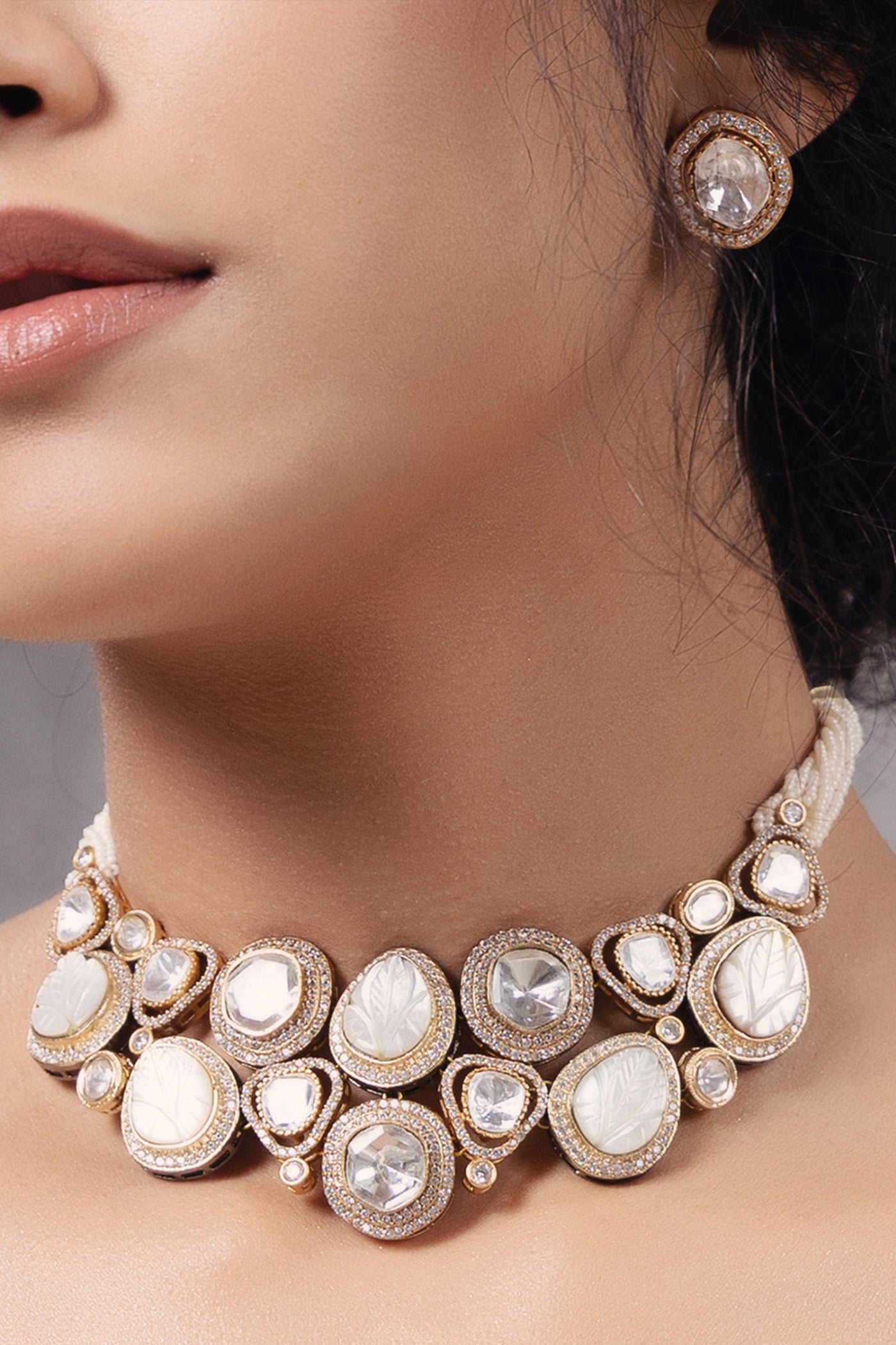 Joules by Radhika Polki Pearl Elegant Necklace indian designer wear online shopping melange singapore