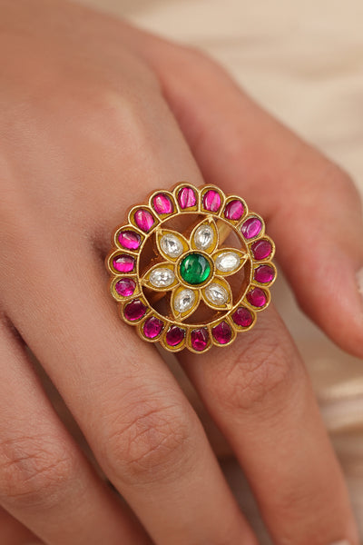 Joules by Radhika Polki Flower Ring indian designer wear online shopping melange singapore