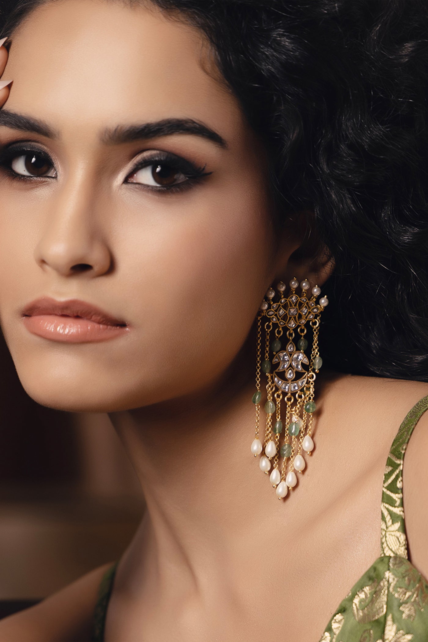 Joules by Radhika Polki Pearl Dazzling Earrings indian designer wear online shopping melange singapore