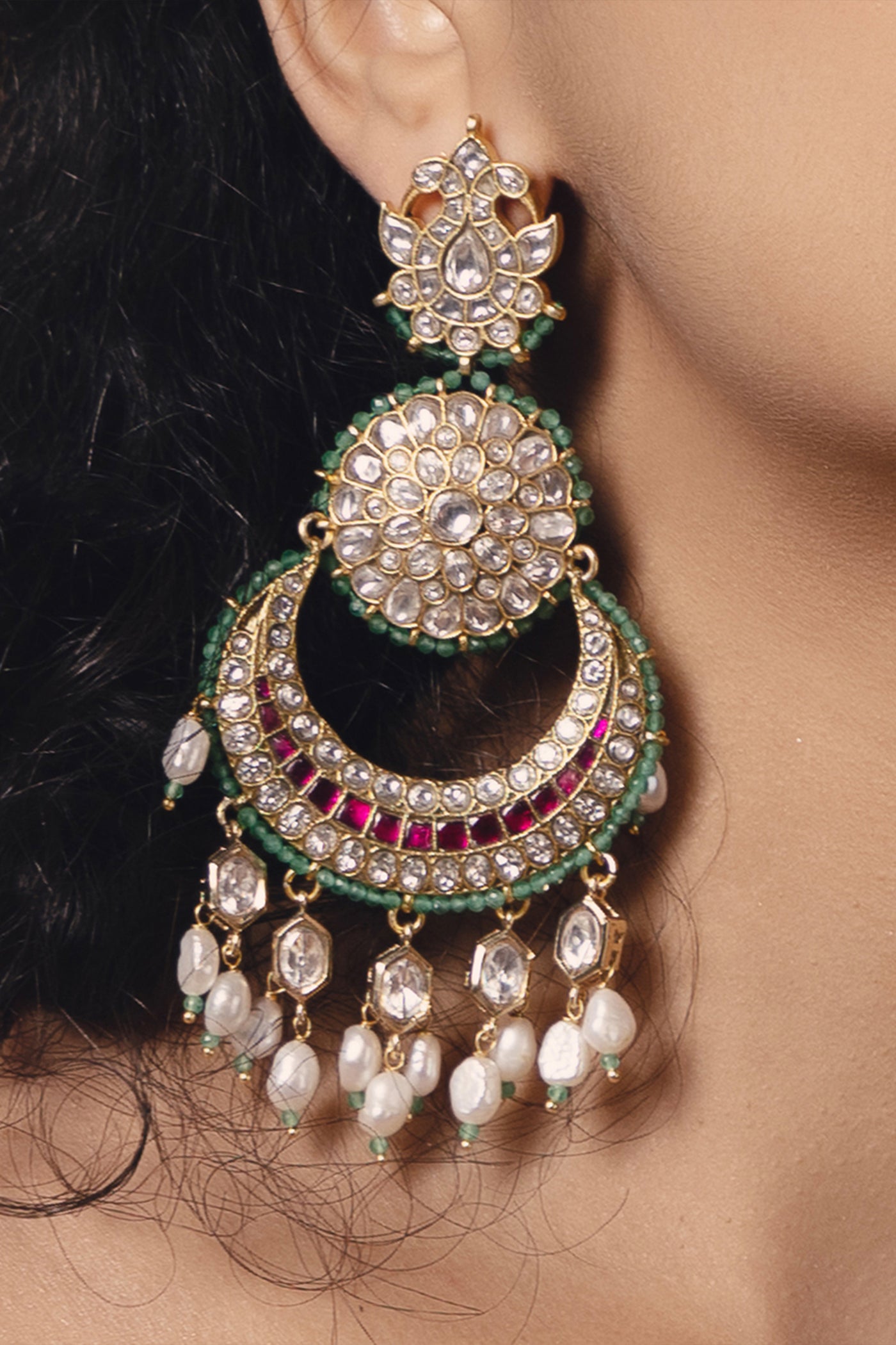 Joules by Radhika Polki Pearl Radiant Earrings indian designer wear online shopping melange singapore