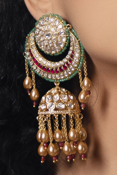 Joules by Radhika Polki Pearl Shimmering Earrings indian designer wear online shopping melange singapore