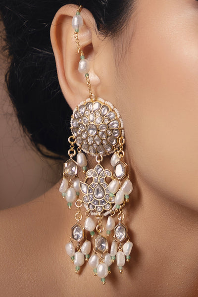 Joules by Radhika Polki Pearl Sparkling Earrings indian designer wear online shopping melange singapore
