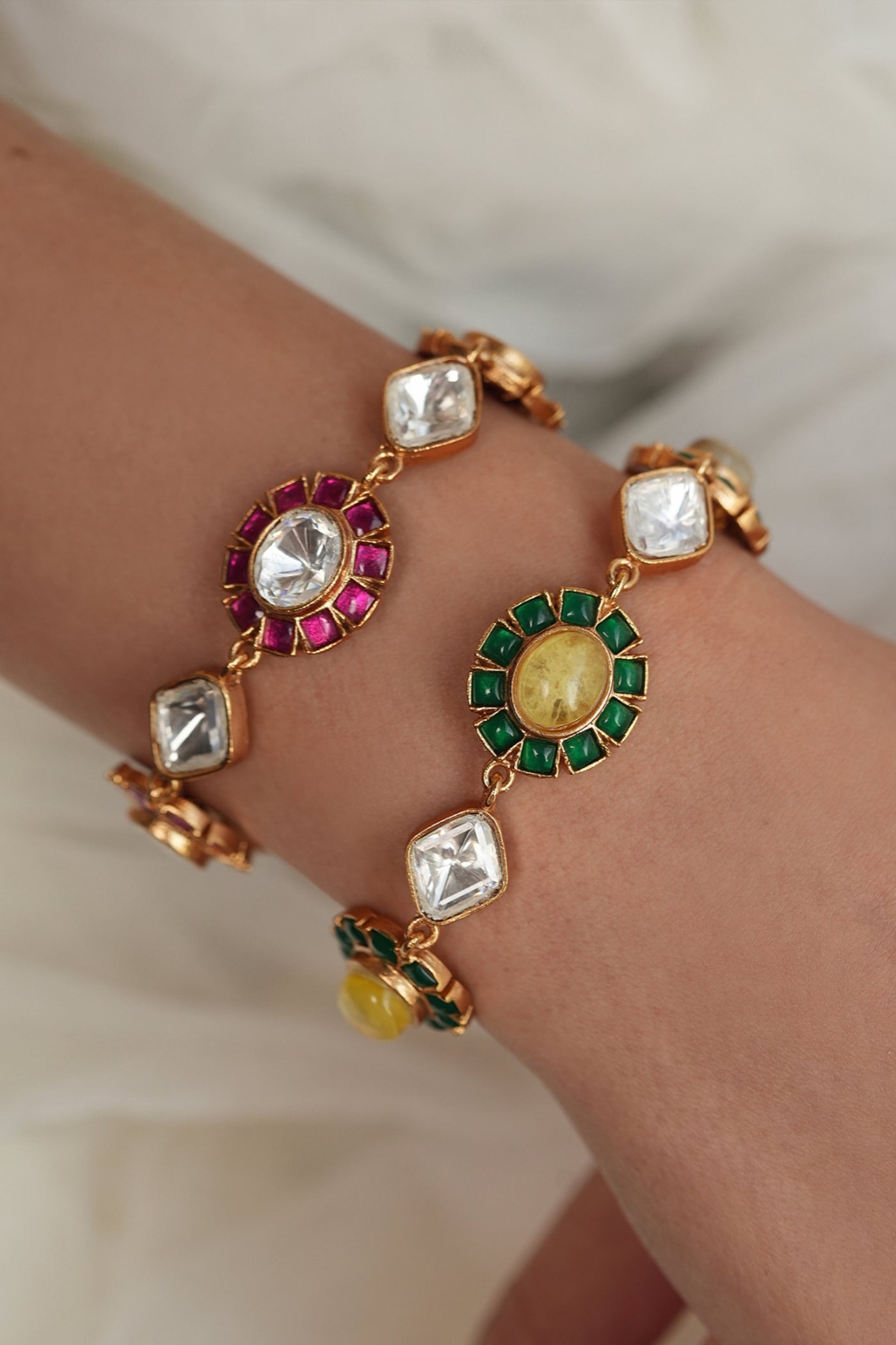 Joules by Radhika Rajwari Rose Polki Bracelet indian designer wear online shopping melange singapore
