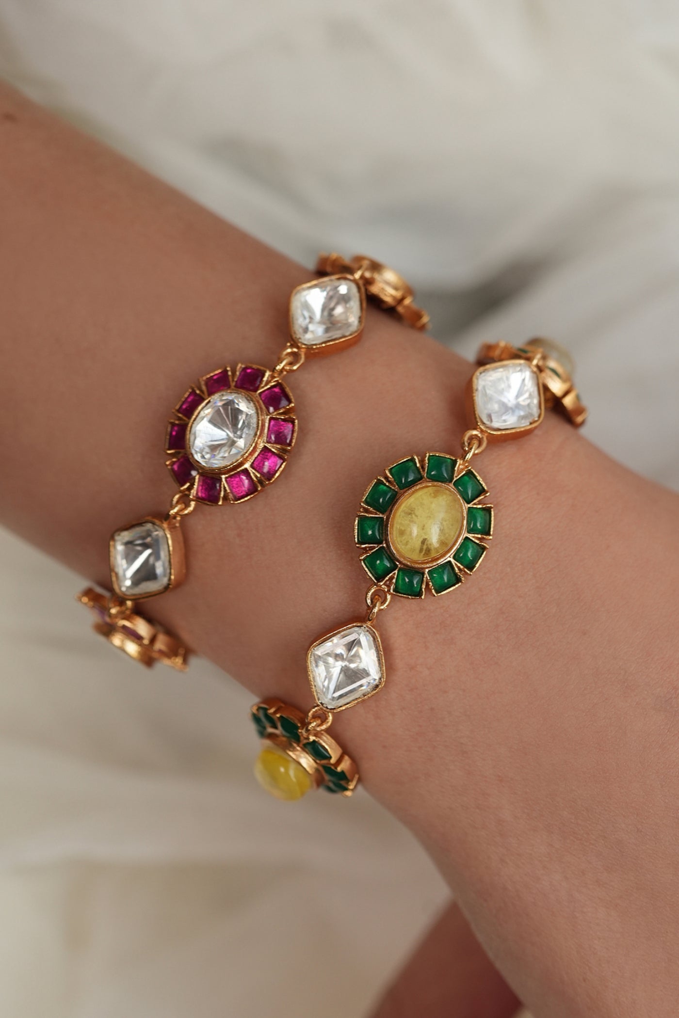 Joules by Radhika Regal Bloom Polki Bracelet indian designer wear online shopping melange singapore