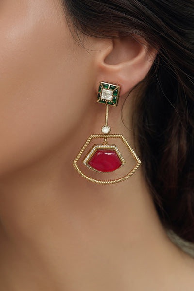 Joules by Radhika Scarlet Green Drops Earring indian designer wear online shopping melange singapore