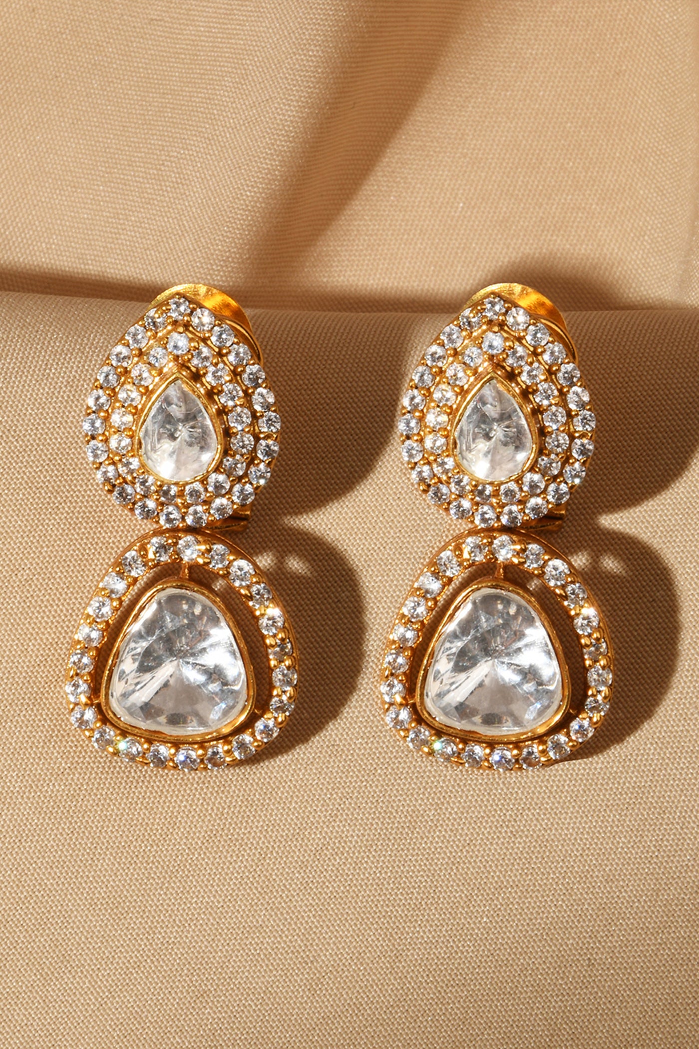 Joules by Radhika Sparkling Polki Stud Earrings indian designer wear online shopping melange singapore
