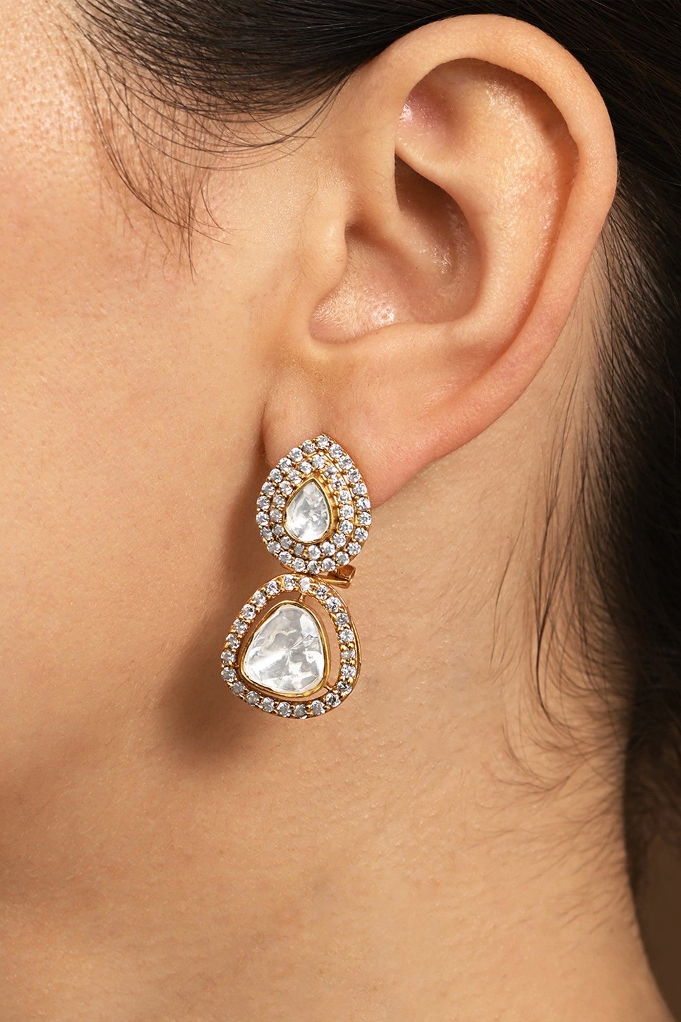 Joules by Radhika Sparkling Polki Stud Earrings indian designer wear online shopping melange singapore
