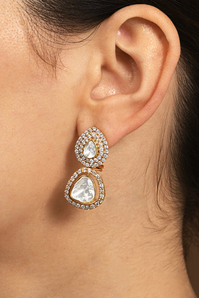 Joules by Radhika Sparkling Polki Stud Earrings indian designer wear online shopping melange singapore
