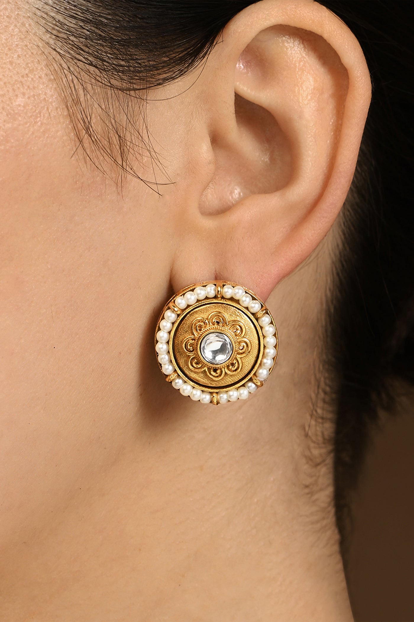 Joules by Radhika Splendid Polki Stud Earrings indian designer wear online shopping melange singapore