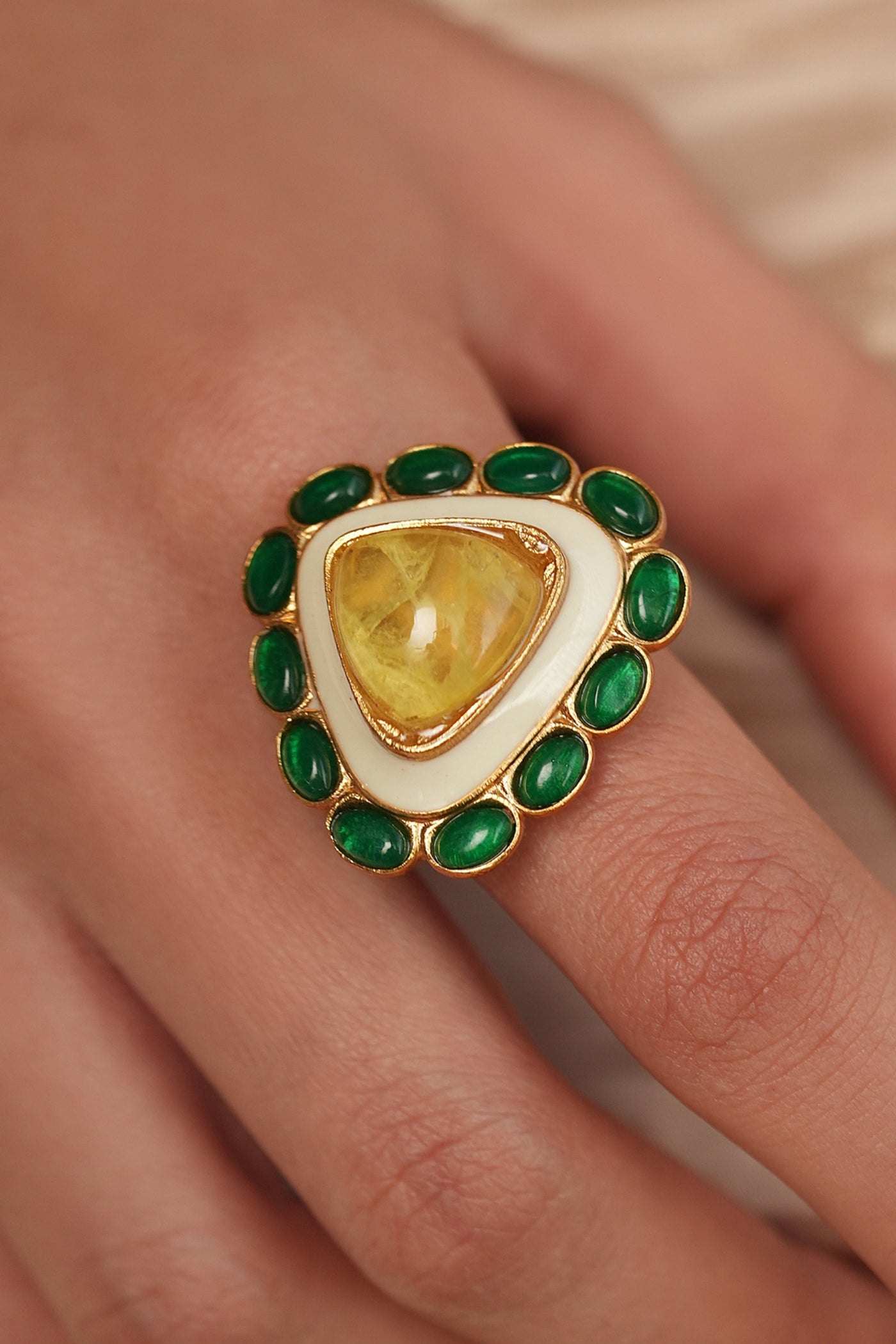 Joules by Radhika Sunlit Verdure Triangle Ring indian designer wear online shopping melange singapore