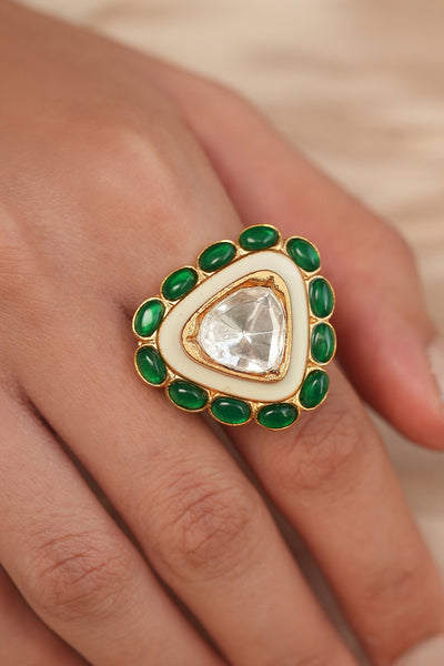 Joules by Radhika Triangular Polki Ring indian designer wear online shopping melange singapore
