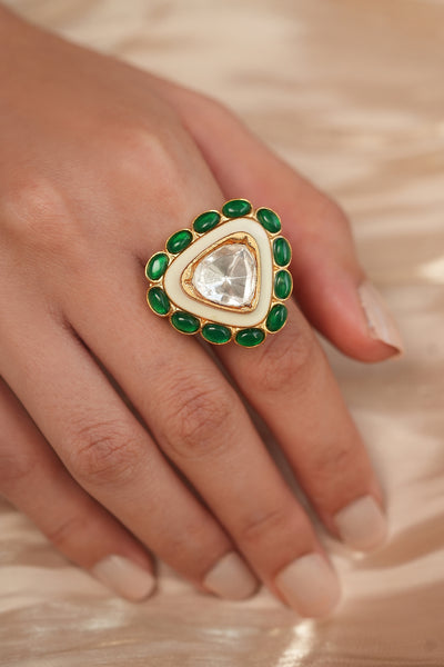 Joules by Radhika Triangular Polki Ring indian designer wear online shopping melange singapore
