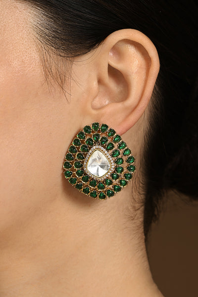 Joules by Radhika Verdant Polki Stud Earrings indian designer wear online shopping melange singapore