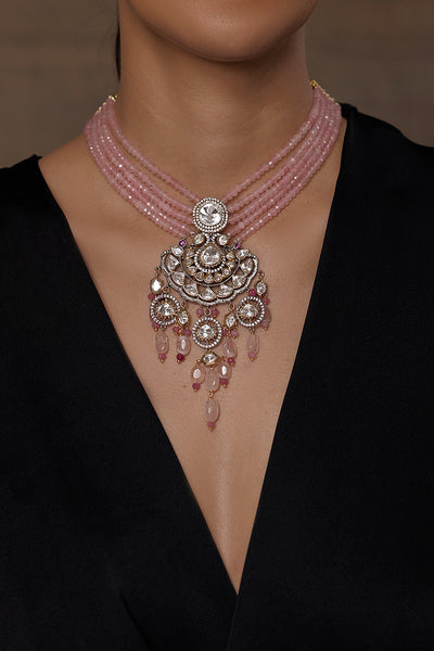 Joules by Radhika Victorian Blush Polki Necklace indian designer wear online shopping melange singapore