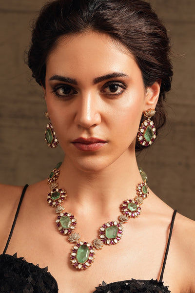 Joules by Radhika Victorian Radiance Stone Necklace Set indian designer wear online shopping melange singapore