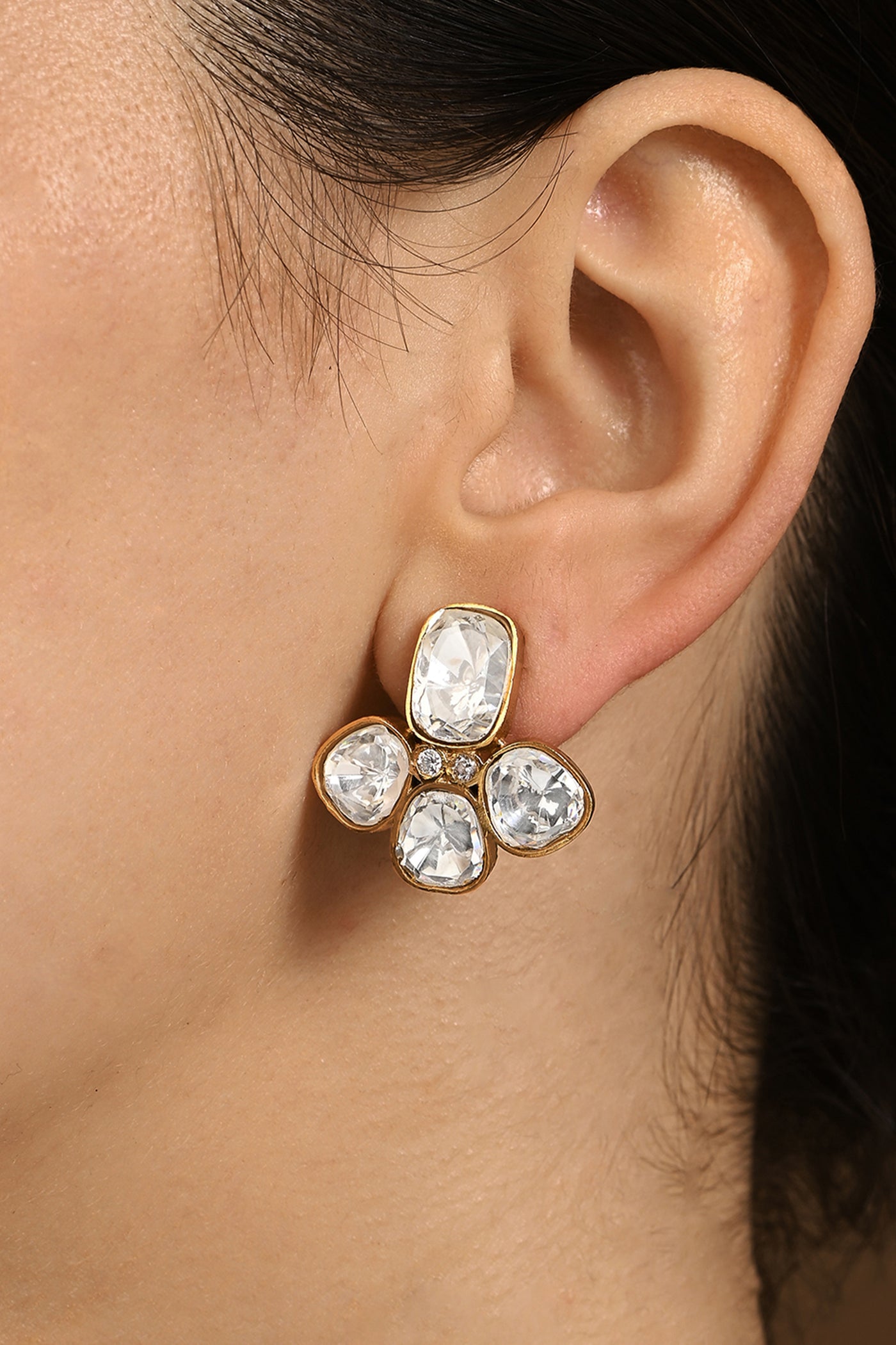 Joules by Radhika Vivacious Polki Stud Earrings indian designer wear online shopping melange singapore
