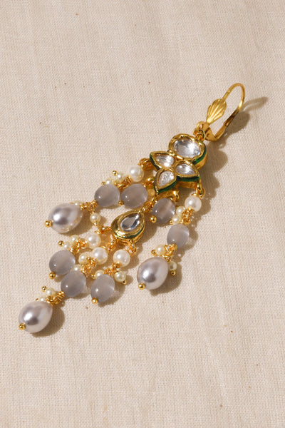 Joules by Radhika White Grey Kundan Dangler Earrings indian designer wear online shopping melange singapore