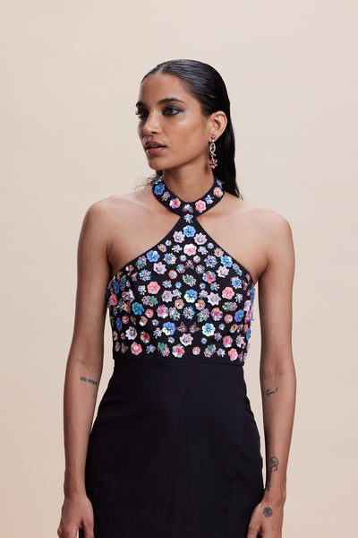 Kangana Trehan Black Embellished Dress indian designer wear online shopping melange singapore