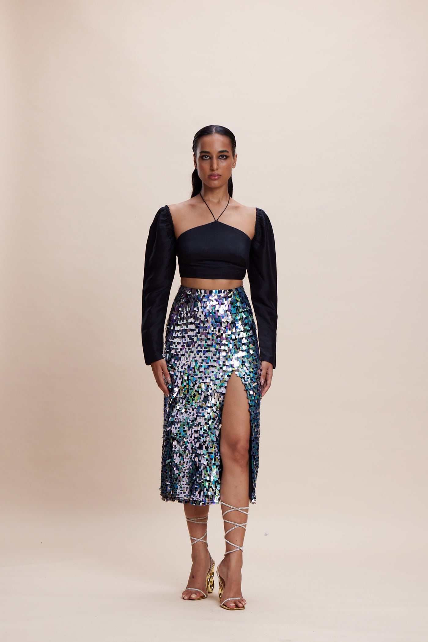 Kangana Trehan Blingy Slit Skirt indian designer wear online shopping melange singapore