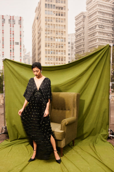 Kangana Trehan Kim Kaftan Dress In Midnight Black indian designer wear online shopping melange singapore