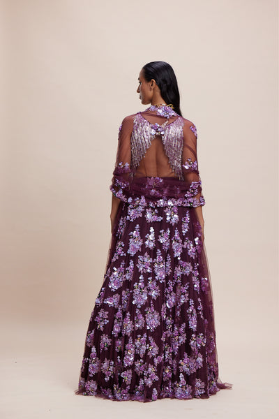 Kangana Trehan Purple Embellished Lehenga indian designer wear online shopping melange singapore