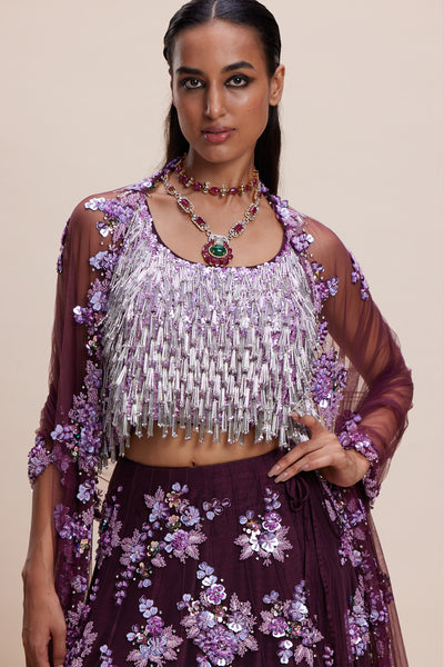 Kangana Trehan Purple Embellished Lehenga indian designer wear online shopping melange singapore