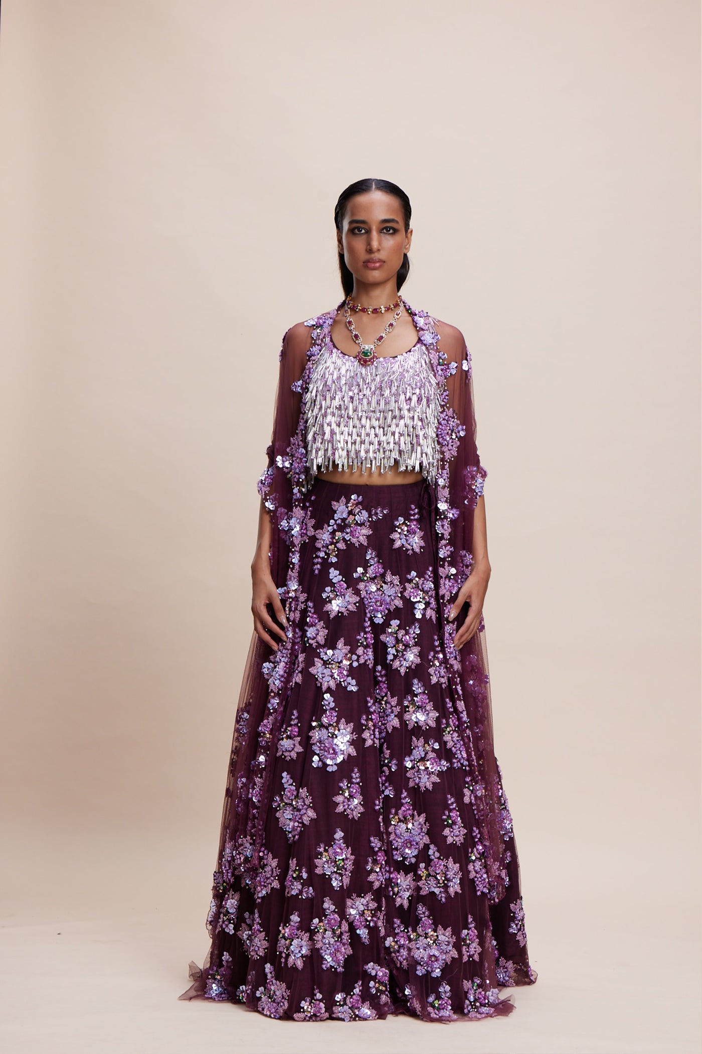 Kangana Trehan Purple Embellished Lehenga indian designer wear online shopping melange singapore