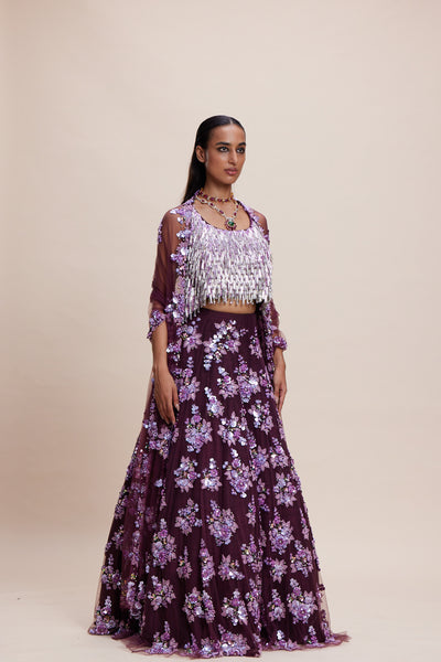 Kangana Trehan Purple Embellished Lehenga indian designer wear online shopping melange singapore