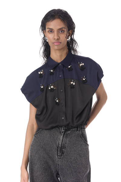 Kanika Goyal Halcyon Embellished Shirt indian designer wear online shopping melange singapore
