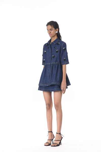 Kanika Goyal Lysithea Denim Skirt indian designer wear online shopping melange singapore