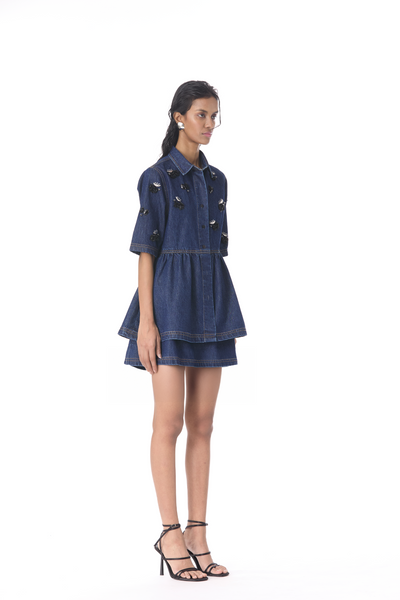 Kanika Goyal Lysithea Denim Skirt indian designer wear online shopping melange singapore